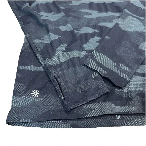 Athleta Speedlight Seamless Black Camo Long Sleeve Active Shirt Top Women's M - Picture 3 of 6
